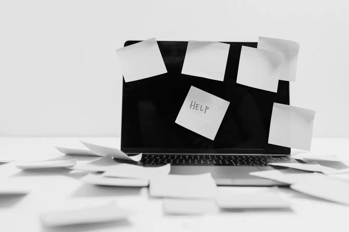 image of desk clutter